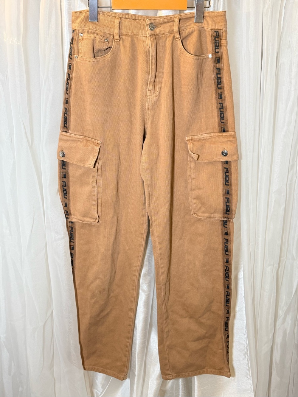 FUBU Tan Cargo Pants with Branded Side Tape